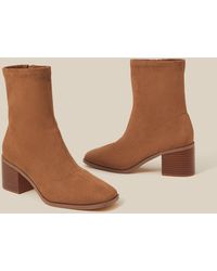 Monsoon - Suki Faux Suede Heeled Sock Boots Tan - Lyst