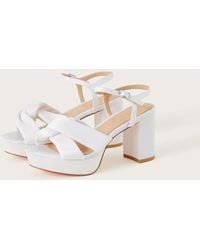 Monsoon - Satin Knot Platform Heeled Sandals Ivory - Lyst