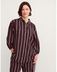 Monsoon - Callie Thorpe X Stripe Linen Blend Shirt Brown - Lyst