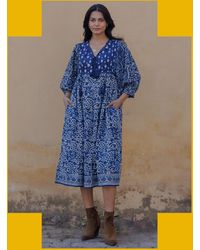 Monsoon - Dilli Grey Paisley Midi Dress Blue - Lyst