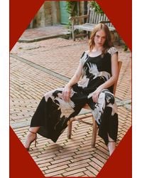 Monsoon - One Hundred Stars Stork Print Wide Leg Jumpsuit - Lyst