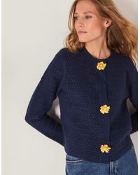 Monsoon - Brianne Floral Button Cardigan Blue - Lyst
