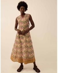 Monsoon - East Aurelie Hand-woodblock Botanical Print Dress Multi - Lyst