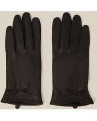 Monsoon - Sadie Bow Leather Gloves Black - Lyst