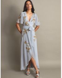 Monsoon - Sarah Embellished Wrap Dress - Lyst