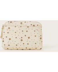 Monsoon - Star Print Large Leather Pouch Ivory - Lyst