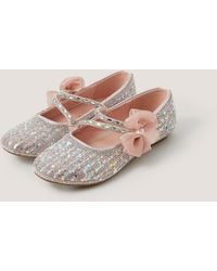 Monsoon - Embellished Bow Strap Ballet Flats Pink - Lyst