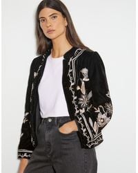 Monsoon - Phoebe Embroidered Velvet Jacket Black - Lyst