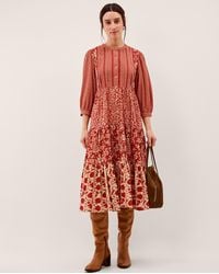 Monsoon - Palmer Floral Jersey Midi Dress Red - Lyst