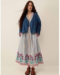 Monsoon - East Juna Denim Botanical Embroidered Jacket Blue - Lyst
