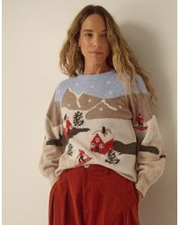 Monsoon - Selah Ski Scene Crew Neck Jumper Blue - Lyst