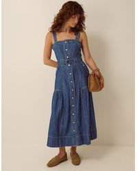 Monsoon - Chiara Belted Denim Midi Dress Blue - Lyst