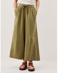 Monsoon - Maisie Linen Blend Cropped Wide Leg Trousers Green - Lyst