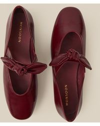 Monsoon - Hari Bow Mary Jane Ballet Flats Red - Lyst