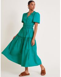 Monsoon - Lorena Frill Midi Dress Teal - Lyst