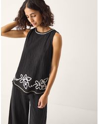 Monsoon - Sara Sleeveless Embroidered Top Black - Lyst