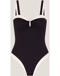 Monsoon - Sabrina Two Tone Swimsuit Black - Lyst