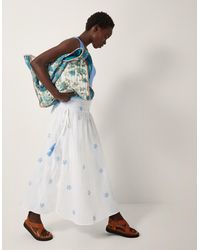 Monsoon - Daisy Embroidered Floral Midi Skirt White - Lyst
