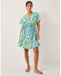 Monsoon - Coralie Print Mini Kaftan Blue - Lyst