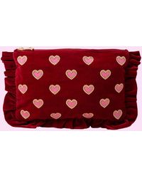 Monsoon - Elizabeth Scarlett Large Frilly Hearts Velvet Pouch - Lyst