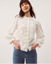Monsoon - Blair Floral Embroidered Blouse White - Lyst