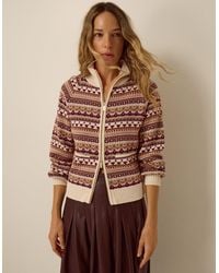 Monsoon - Fie Fair Isle Cardigan Ivory - Lyst