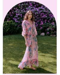 Monsoon - Moliin Kirsten V-neck Floral Maxi Dress Pink - Lyst
