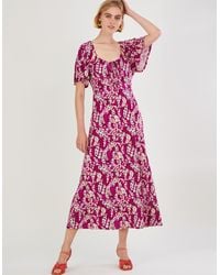 Monsoon - Strappy Feather Jersey Maxi Dress Pink - Lyst