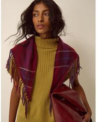 Monsoon - Beatrice Check Knit Triangle Scarf - Lyst