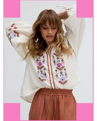 Monsoon - Raffya Dina Embroidered Blouse Cream - Lyst