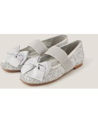 Monsoon - Glitter Bow Ballet Flats Silver - Lyst