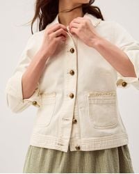 Monsoon - Sadie Frill Denim Jacket Natural - Lyst