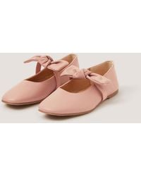 Monsoon - Bow Strap Leather Ballet Flats Pink - Lyst