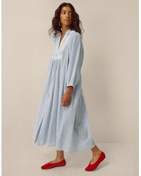 Monsoon - Callie Stripe Midi Shirt Dress Blue - Lyst