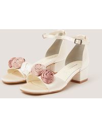 Monsoon - Rosette Satin Two Part Heels Ivory - Lyst
