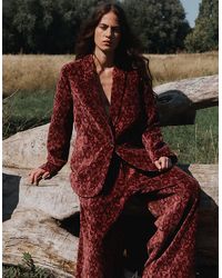 Monsoon - East Jude Printed Velvet Blazer Red - Lyst