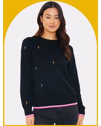 Monsoon - Wispr Electric Embroidered Sweater Black - Lyst