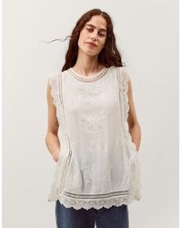 Monsoon - Taylor Sleeveless Embroidered Lace Top White - Lyst