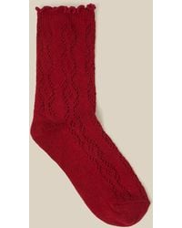 Monsoon - Frill Pointelle Socks Red - Lyst