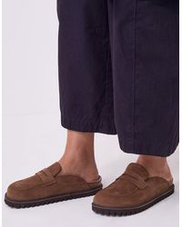 Monsoon - Genuins Nubuck Moccasin Clogs Brown - Lyst
