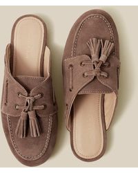 Monsoon - Iris Suede Slip On Loafers Natural - Lyst