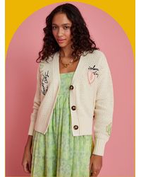 Monsoon - Scotch & Soda Embroidered V-neck Cardigan Ivory - Lyst