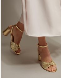 Monsoon - Metallic Twist Front Heeled Sandals Gold - Lyst