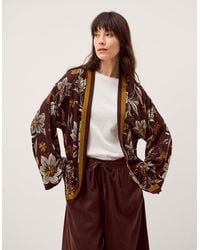 Monsoon - Esther Floral Linen Blend Jacket Brown - Lyst