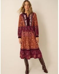 Monsoon - Hunter Floral Print Jersey Midi Dress Red - Lyst