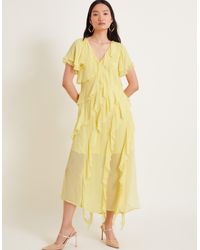 Monsoon - Renata Frill Dress Yellow - Lyst