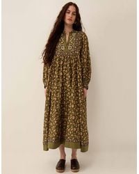 Monsoon - East Darney Floral Print Embroidered Dress Green - Lyst