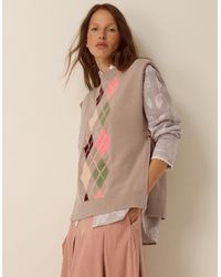 Monsoon - Ariana Argyle Knitted Vest Mink - Lyst