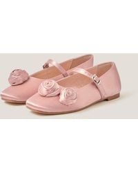 Monsoon - Rosette Satin Ballet Flats Pink - Lyst
