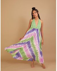 Monsoon - Halter Chevron Tie Dye Print Dress In Lenzingtm Ecoverotm Pink - Lyst